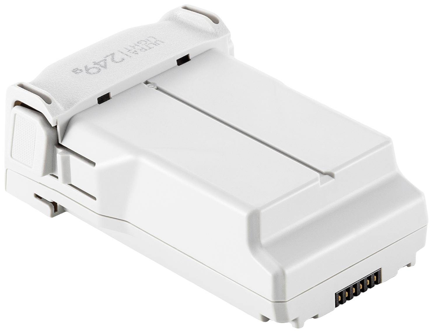 Grauer Akku für den DJI Phantom 4 Drohnenmodelle, rechteckig mit Anschlusssteckern auf einer Seite.