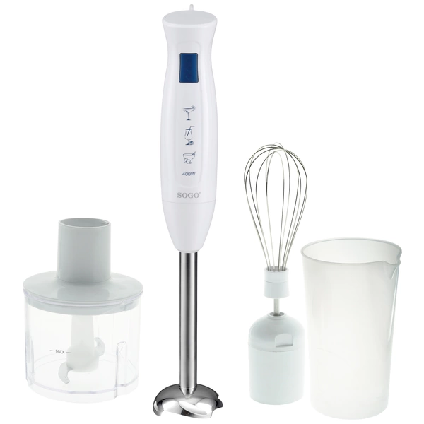 SOGO Human Technology Stabmixer 400W mit Messbecher, mit Zerkleinereraufsatz, Schneebesenaufsatz Weiß SOGO Human Technology Stabmixer 400W mit Messbecher, mit Zerkleinereraufsatz, Schneebesenaufsatz Weiß