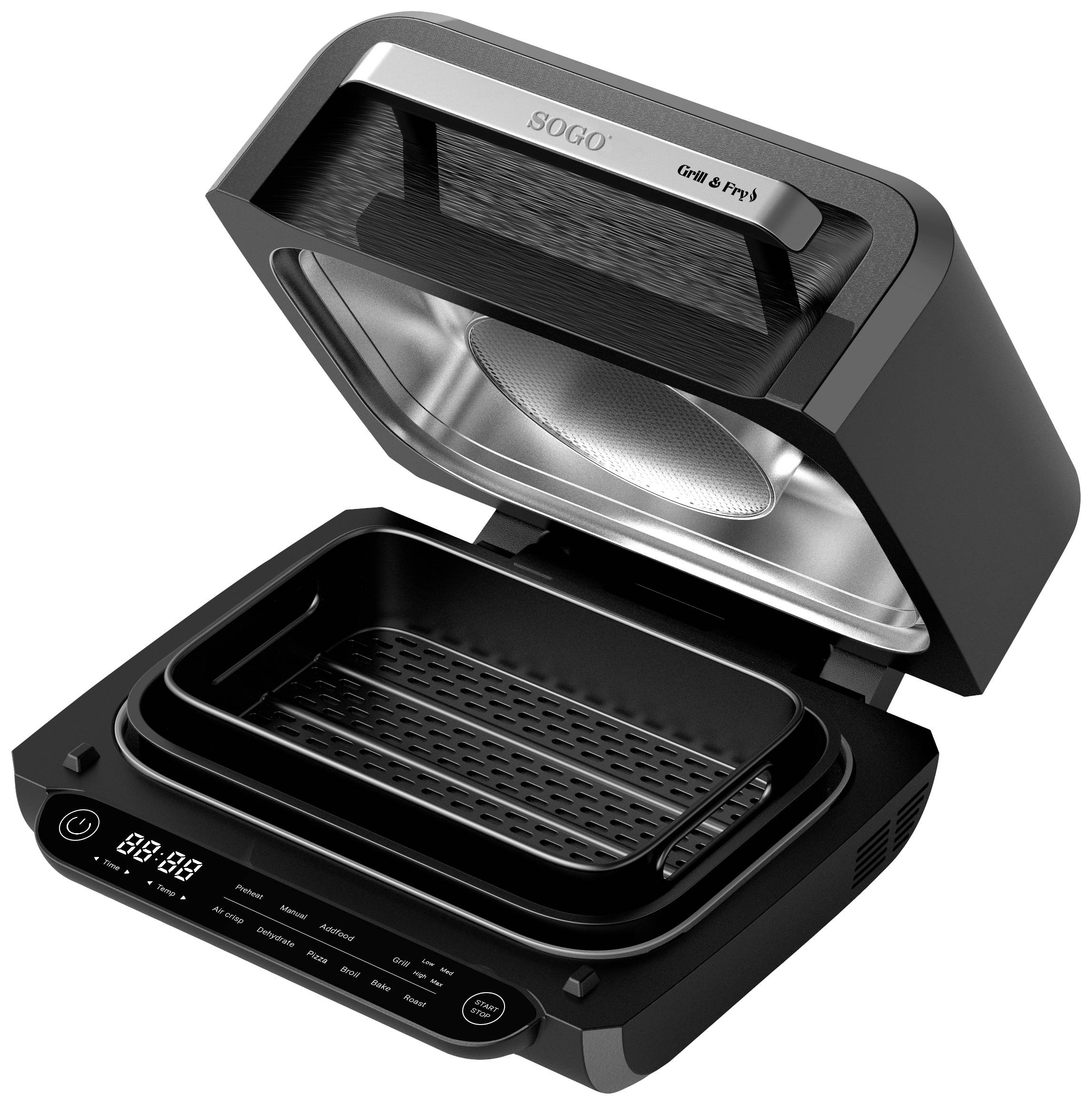SOGO Human Technology Tischgrill 4l 1700W max Überhitzungsschutz, Timerfunktion, stufenloser Temperaturregler, BPA-frei Schwarz