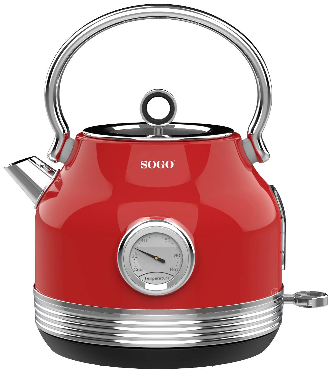 SOGO Human Technology Wasserkocher schnurlos, Überhitzungsschutz, Cool-Touch-Gehäuse Rot (metallic) Fassungsvermögen: 1.8l