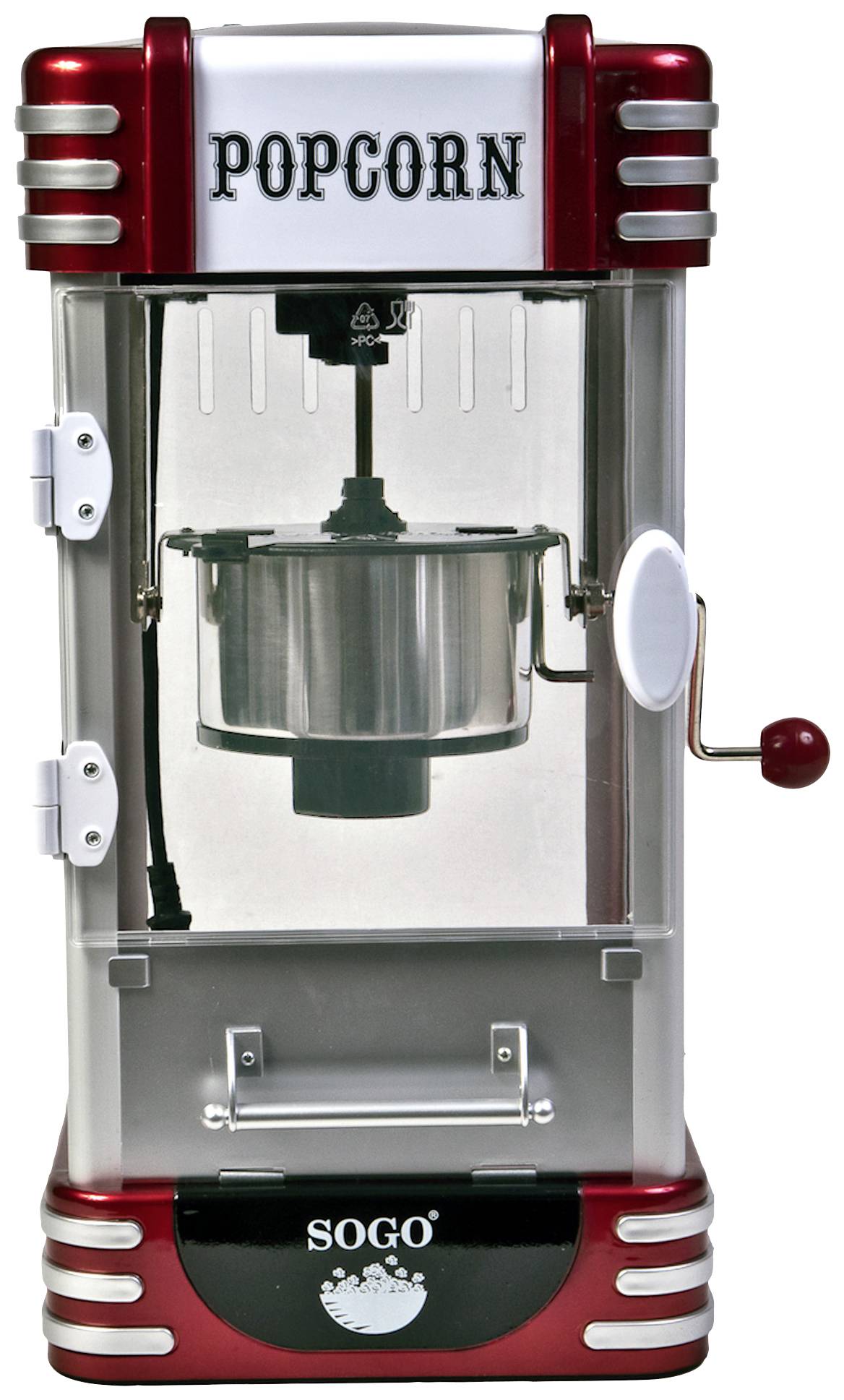SOGO Human Technology PAL-SS-11350 Popcorn-Maker Silber-Rot