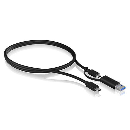 ICY BOX USB-Kabel USB 3.2 Gen2 USB-C® Stecker, USB-C® Stecker, USB-A Stecker 1.00m Schwarz 60857
