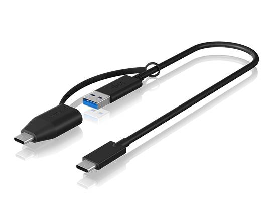 ICY BOX USB-Kabel USB 3.2 Gen2 (USB 3.1 Gen2) USB-C® Stecker, USB-A Stecker 0.35 m Schwarz 60836