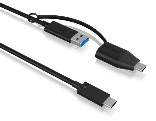 ICY BOX USB-Kabel USB 3.2 Gen2 (USB 3.1 Gen2) USB-C® Stecker, USB-A Stecker 0.35 m Schwarz 60836