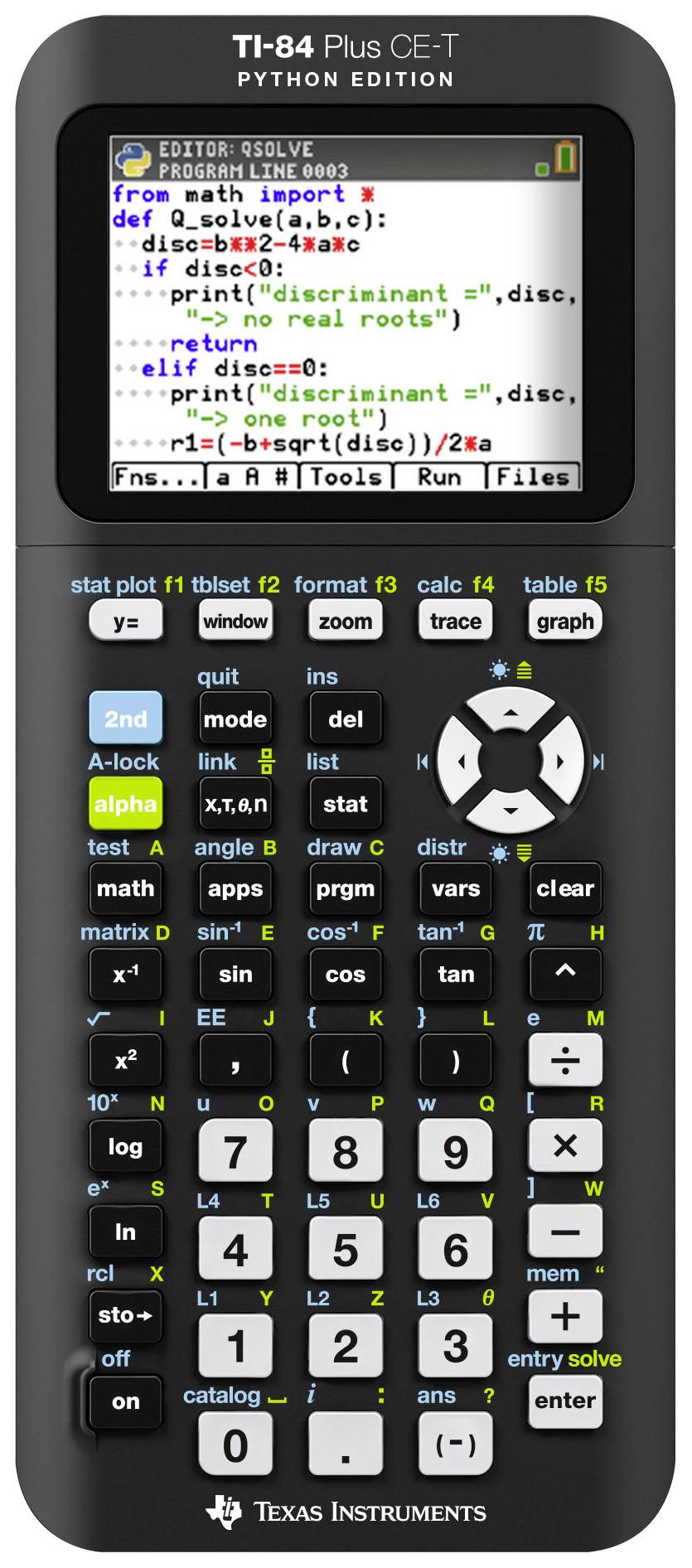 Texas Instruments TI-84 Plus CE-T Python Edition Grafikrechner Schwarz/Silber Display (Stellen): 16 akkubetrieben (B x H x T) 85 x 190 x 15 mm