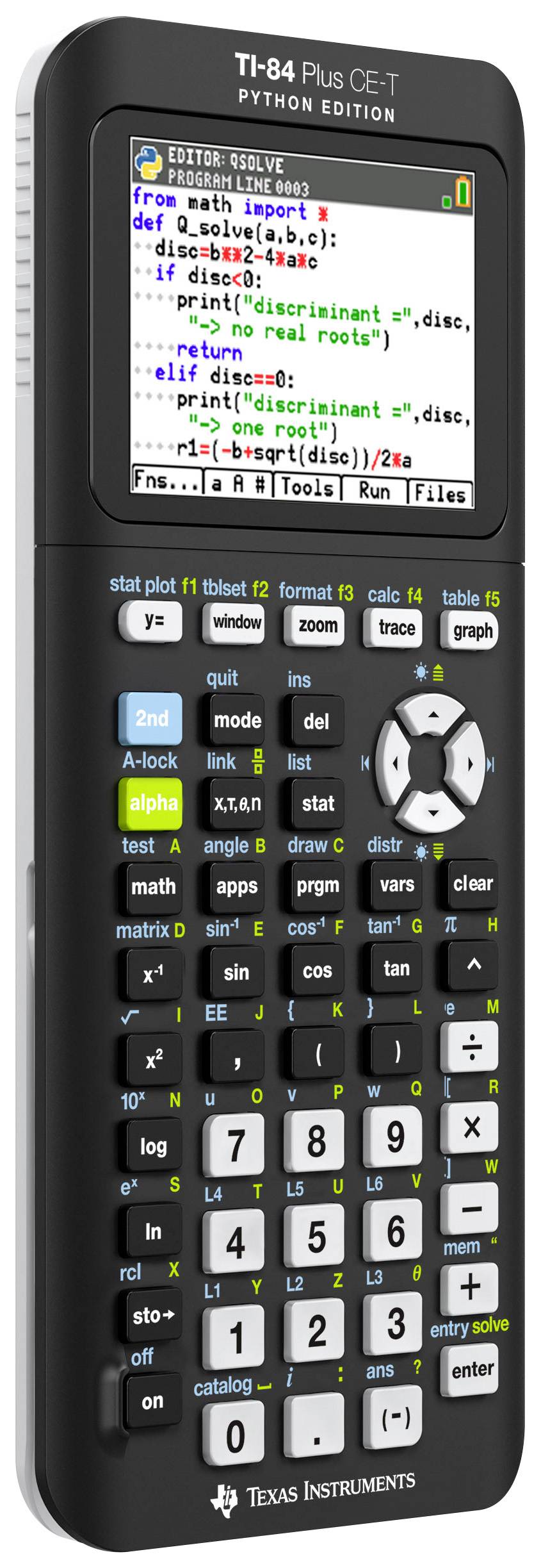 Texas Instruments TI-84 Plus CE-T Python Edition Grafikrechner Schwarz/Silber Display (Stellen): 16 akkubetrieben (B x H x T) 85 x 190 x 15 mm