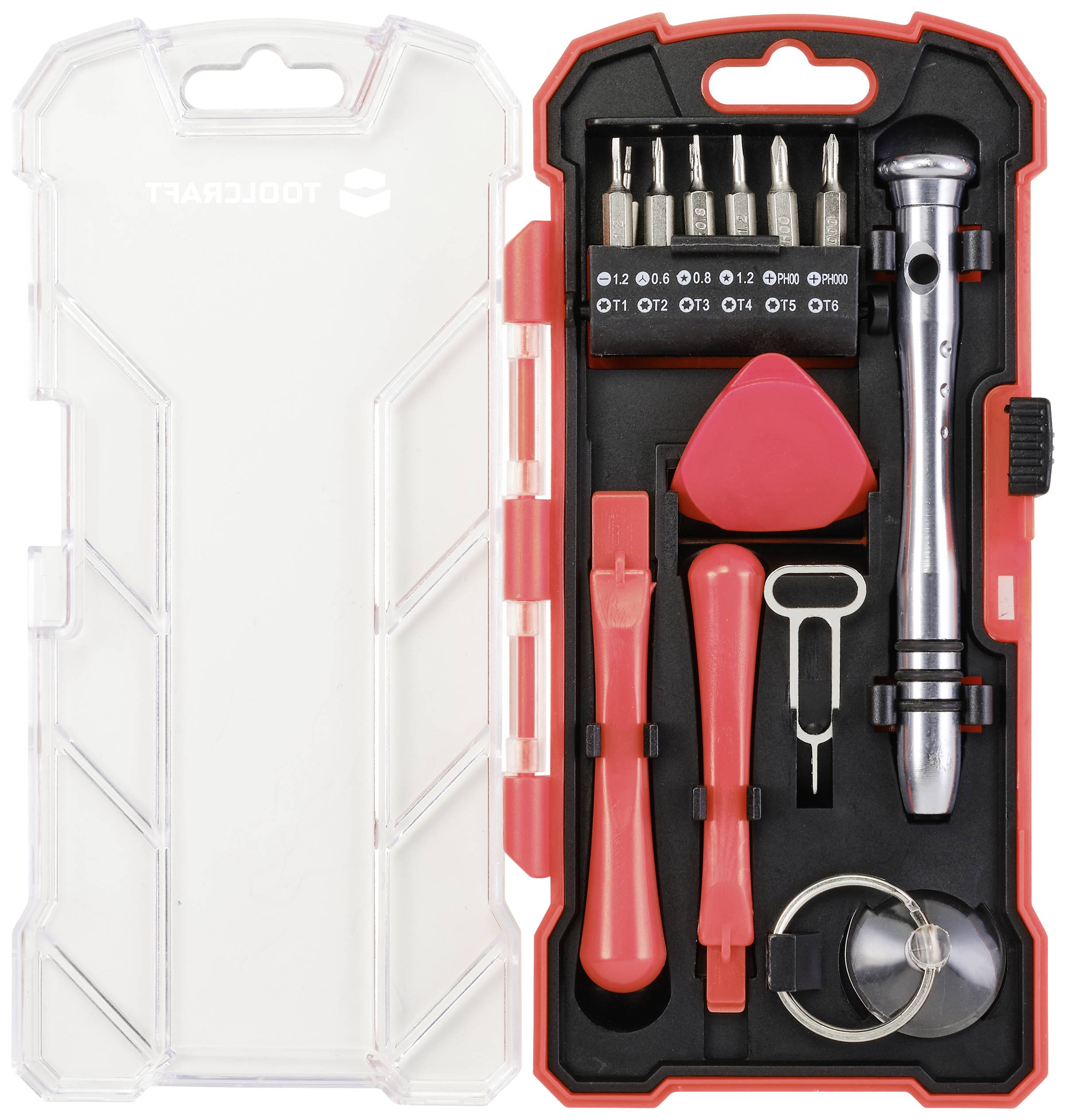 TOOLCRAFT TO-7746381 Reparaturset Smartphone, Bit Set in Aufbewahrungsbox 18teilig