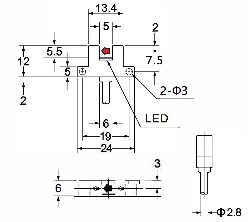 TRU COMPONENTS Gabel-Lichtschranke SK-206NA-W TC-10329312 K-Typ hellschaltend, dunkelschaltend 5 - 24 V/DC 1St.