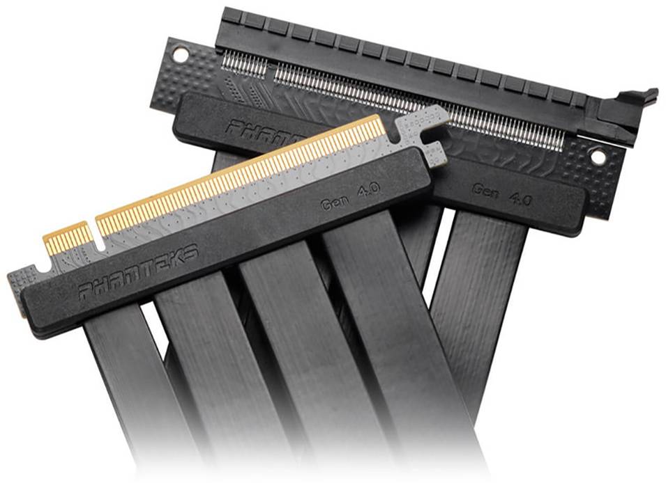 Phanteks PCIe Riser Kabel PCIe 4.0 PCIe x16 Stecker, PCIe x16 Buchse 0.22m Schwarz Buchse 90° gewinkelt PH-CBRS4.0_FL22