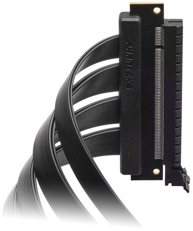 Phanteks PCIe Riser Kabel PCIe 4.0 PCIe x16 Stecker, PCIe x16 Buchse 0.22m Schwarz Buchse 90° gewinkelt PH-CBRS4.0_FL22