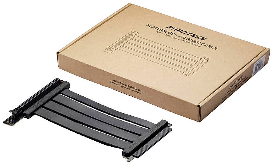 Phanteks PCIe Riser Kabel PCIe 4.0 PCIe x16 Stecker, PCIe x16 Buchse 0.22 m Schwarz Buchse 90° gewinkelt PH-CBRS4.0_FL22
