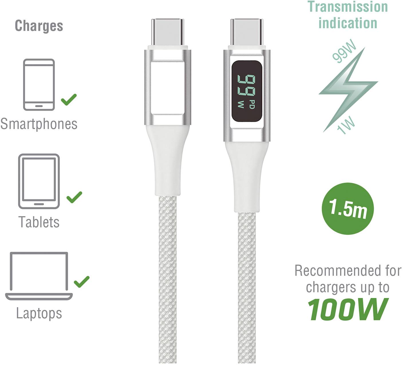 4Smarts Handy Kabel [1x USB-C® - 1x USB-C®] 1.5 m