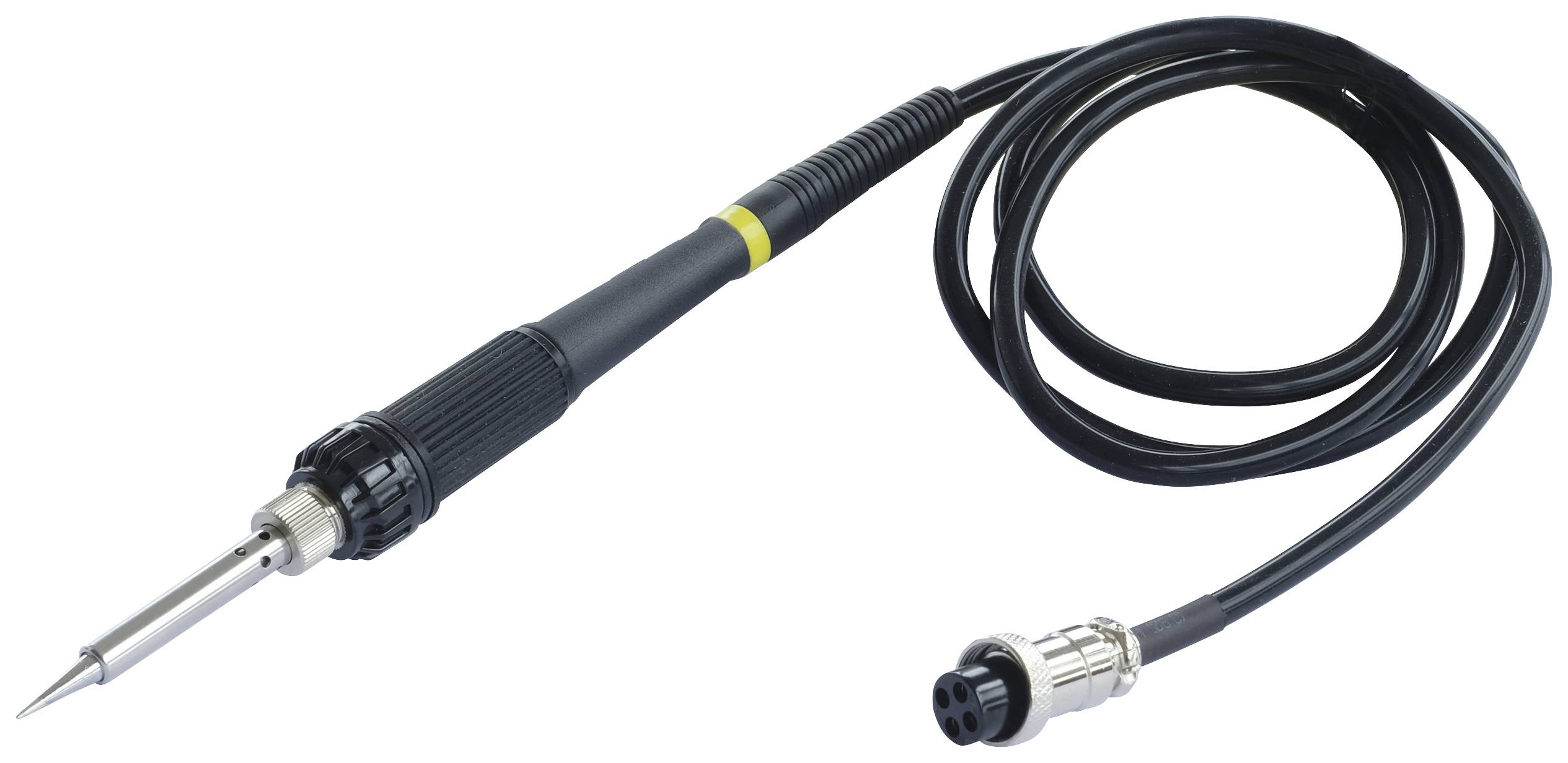 Lötkolben mit langem Kabel, schwarzem Griff und spitzer Metallspitze, bereit zum Löten elektronischer Bauteile.