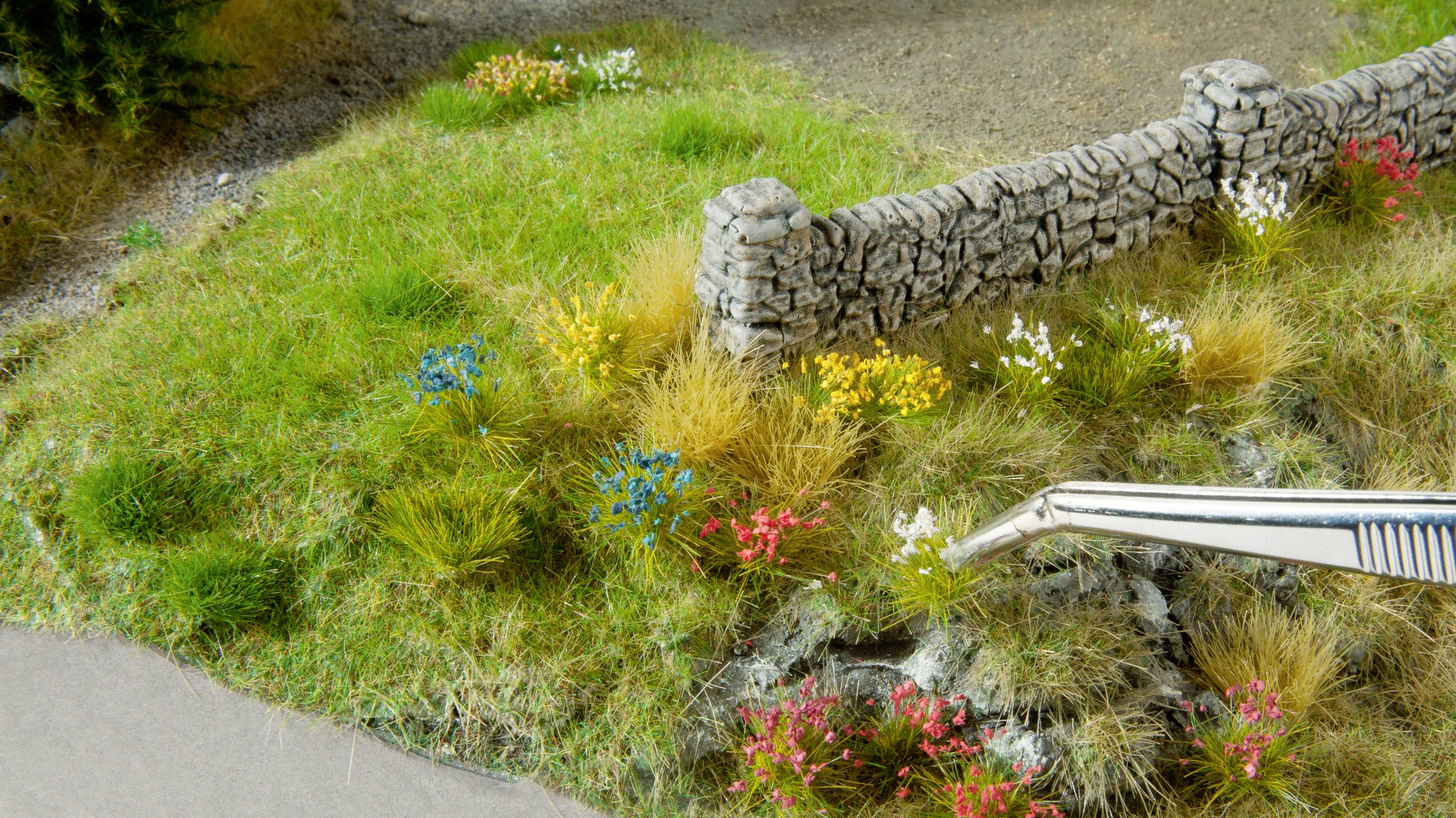 NOCH 6805 Bodengestaltungs-Set Blumenwiese Grün-Gelb, Blau-Weiß, Lavendel