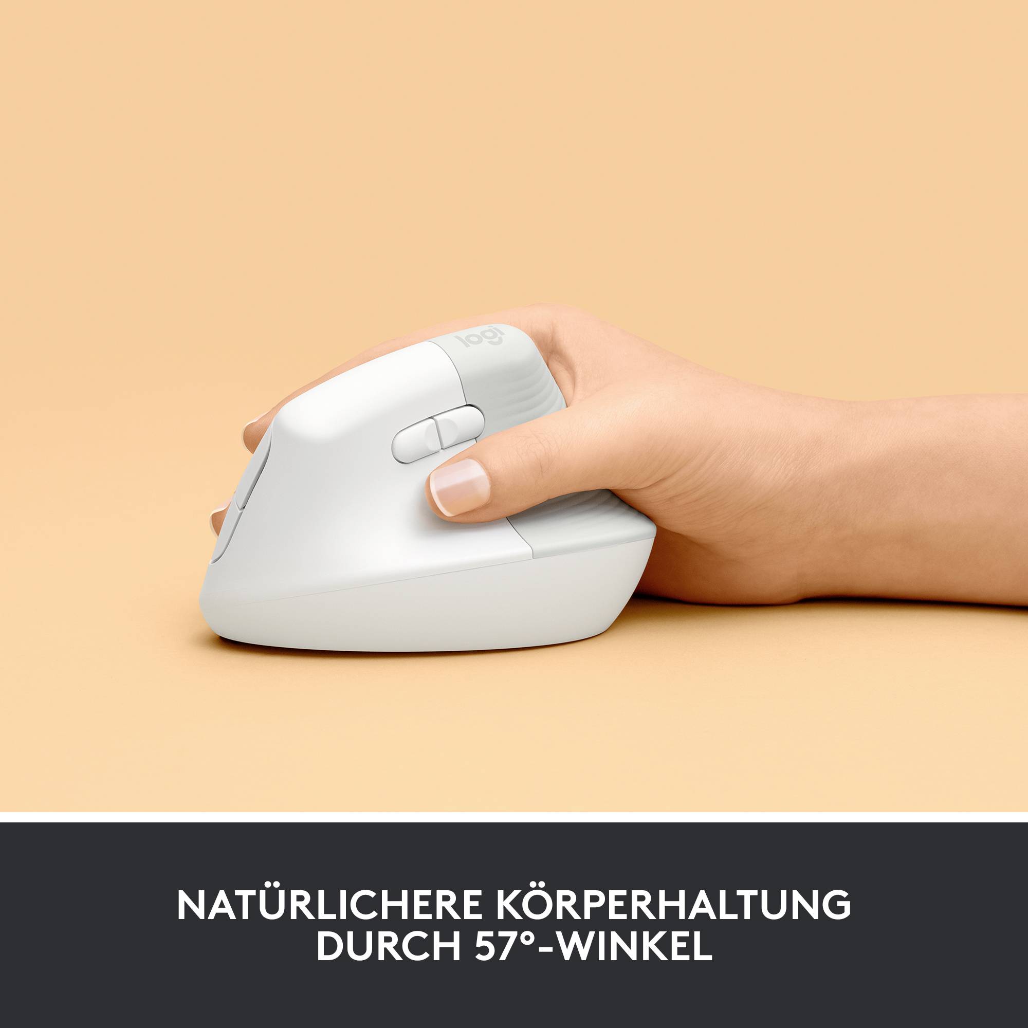 Logitech Lift Vertical Ergonomic Mouse Ergonomische Maus Bluetooth®, Funk Optisch Weiß 6 Tasten 4000 dpi Ergonomisch