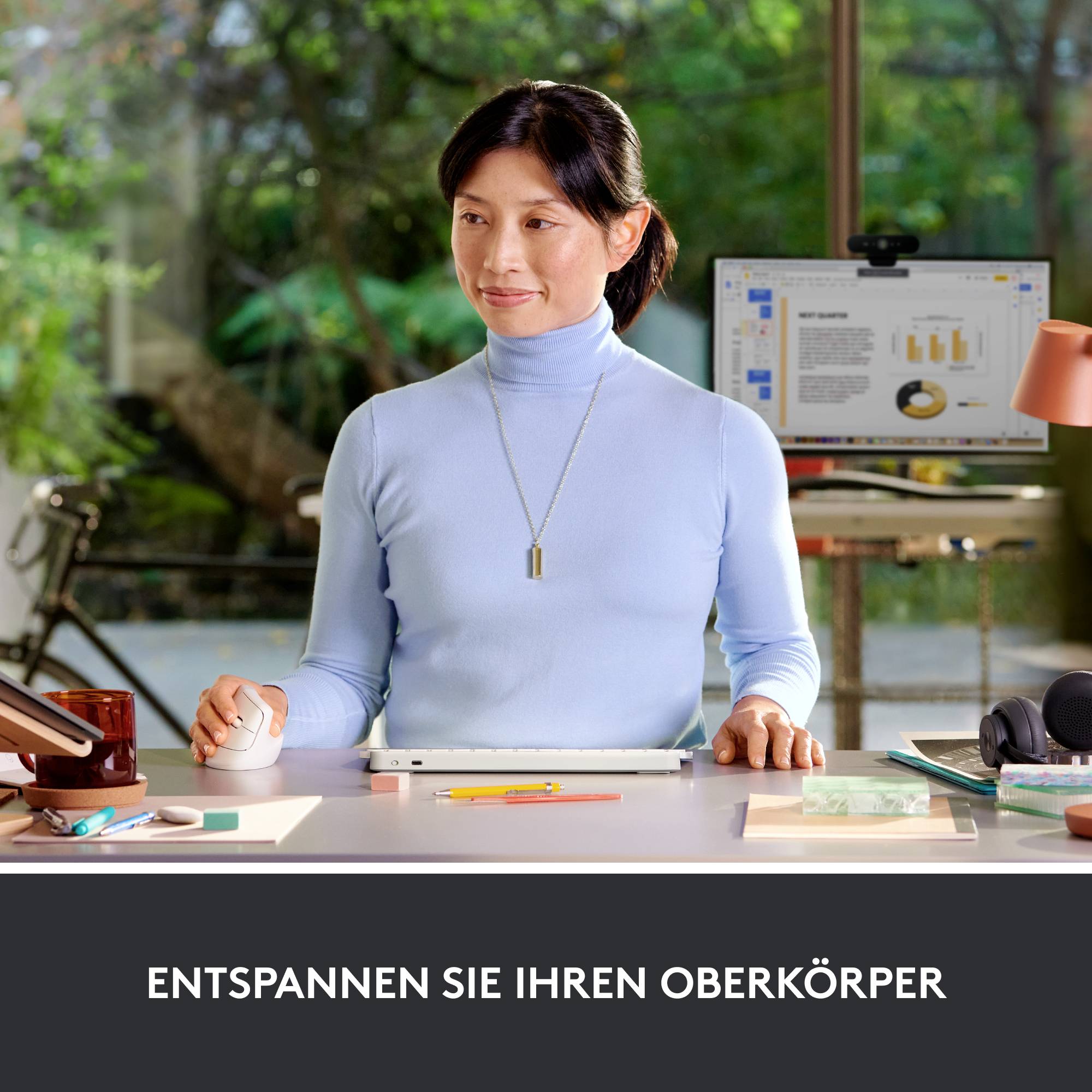 Logitech Lift Vertical Ergonomic Mouse Ergonomische Maus Bluetooth®, Funk Optisch Weiß 6 Tasten 4000 dpi Ergonomisch