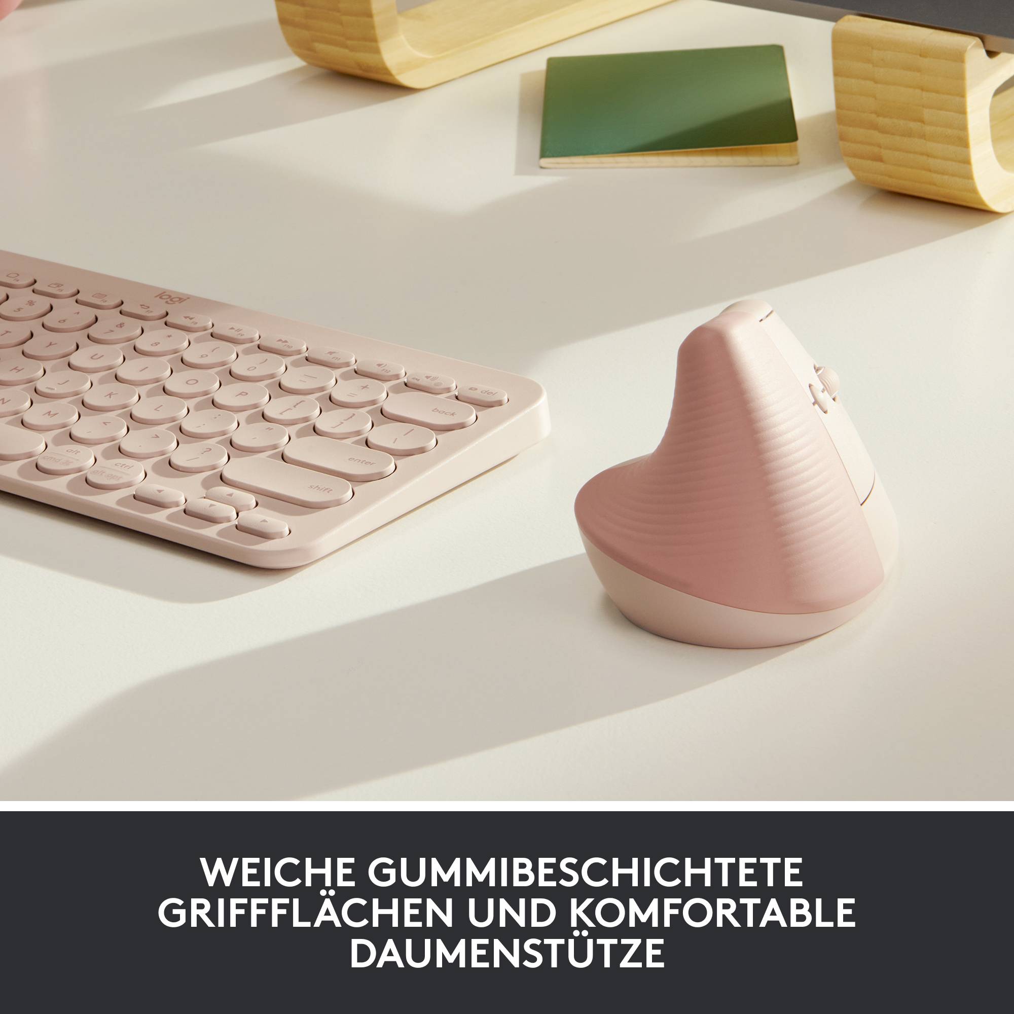 Logitech Lift Vertical Ergonomic Mouse Ergonomische Maus Bluetooth®, Funk Optisch Rose 6 Tasten 4000 dpi Ergonomisch
