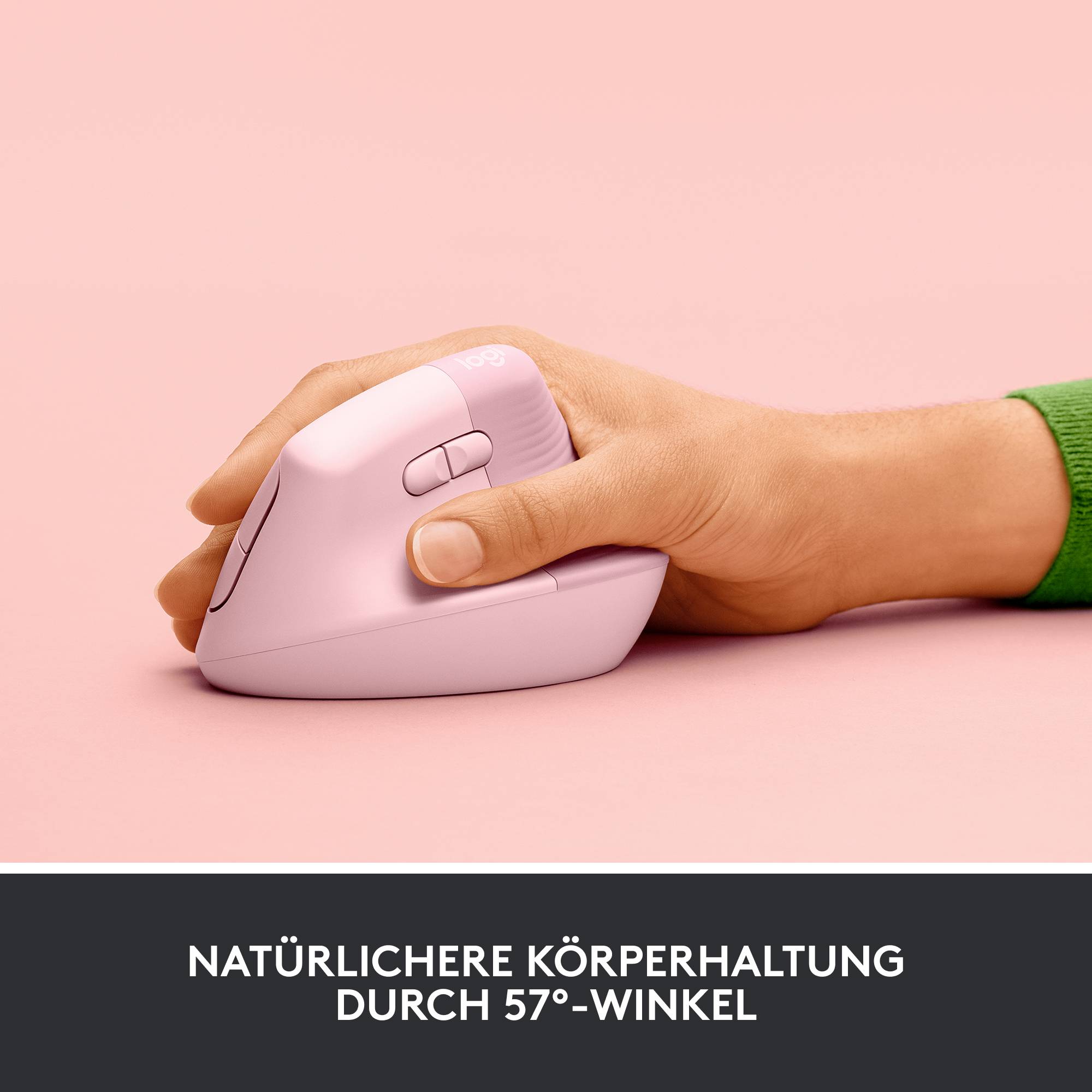 Logitech Lift Vertical Ergonomic Mouse Ergonomische Maus Bluetooth®, Funk Optisch Rose 6 Tasten 4000 dpi Ergonomisch