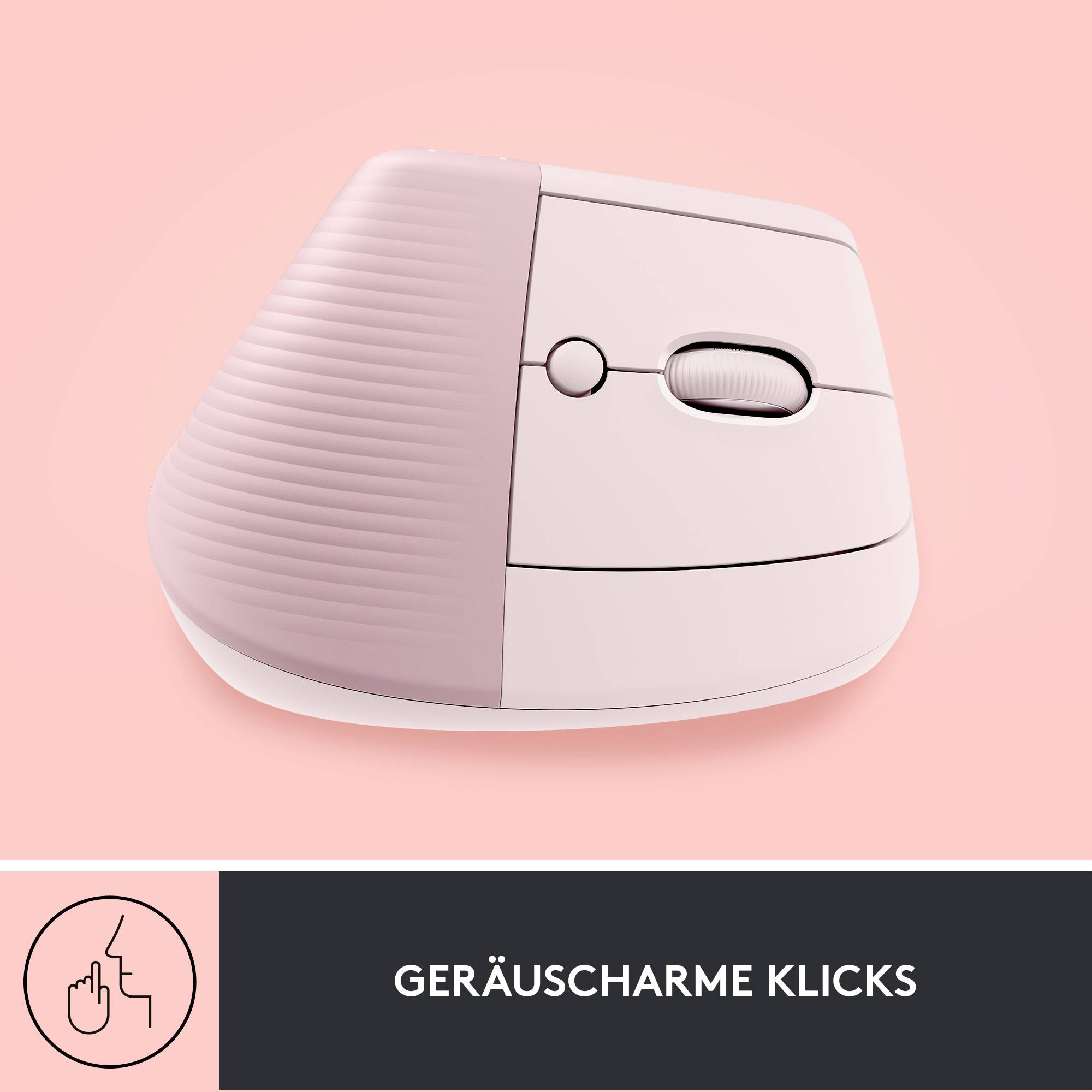 Logitech Lift Vertical Ergonomic Mouse Ergonomische Maus Bluetooth®, Funk Optisch Rose 6 Tasten 4000 dpi Ergonomisch