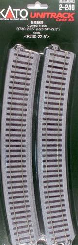 KATO H0 Unitrack 2-240 Gebogenes Gleis 4St.