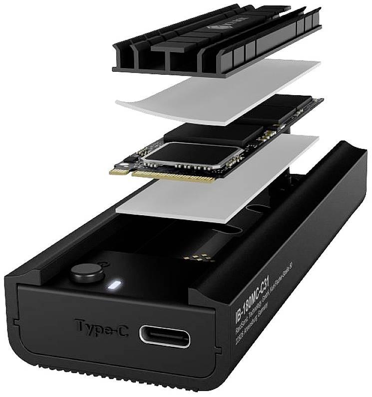 ICY BOX IB-180MC-C31 USB-C® M.2 PCIe NVMe 1 Port Festplatten-Dockingstation