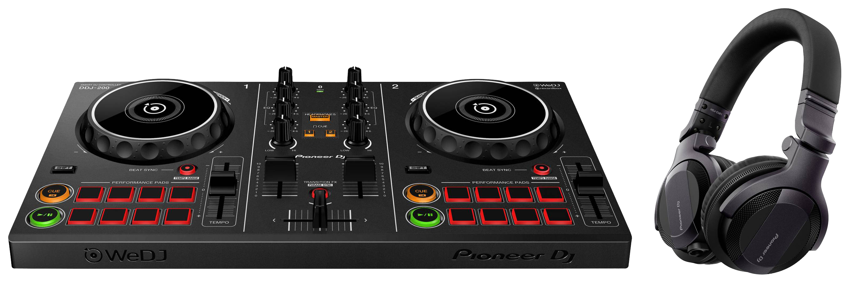 Pioneer DJ DDJ-200 DJ Controller inkl. HDJ-CUE1 Kopfhörer