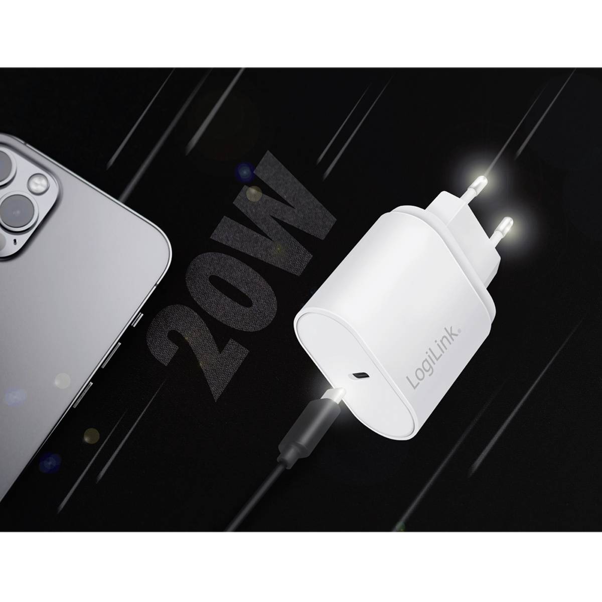 LogiLink USB Ladegerät 20 W USB-C® Buchse (Power Delivery) Weiß Innenbereich, Steckdose