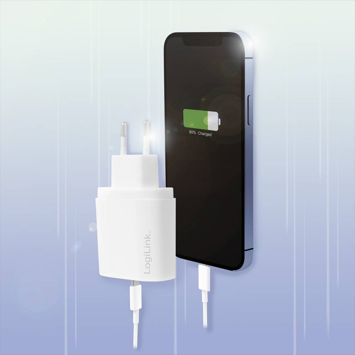 LogiLink USB Ladegerät 20 W USB-C® Buchse (Power Delivery) Weiß Innenbereich, Steckdose