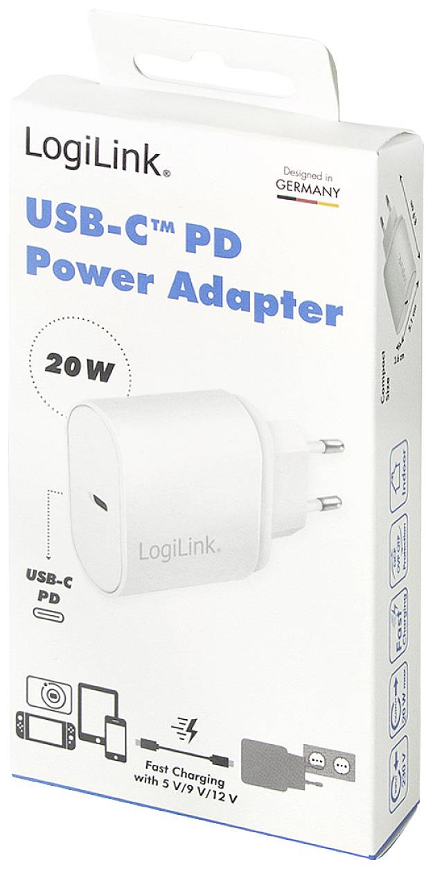 LogiLink USB Ladegerät 20 W USB-C® Buchse (Power Delivery) Weiß Innenbereich, Steckdose
