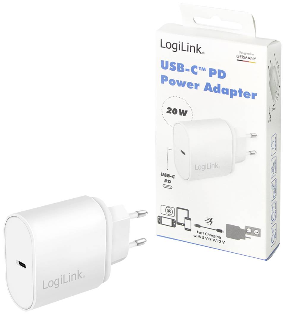 LogiLink USB-Ladegerät 20W Innenbereich, Steckdose Ausgangsstrom (max.) 3000mA USB-C® Buchse (Power Delivery) Anzahl Ausgänge: 1 x