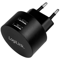 LogiLink USB Ladegerät 10.5W 2x USB-A Schwarz Innenbereich LogiLink USB Ladegerät 10.5W 2x USB-A Schwarz Innenbereich