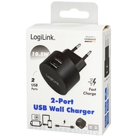 LogiLink USB Ladegerät 10.5W 2x USB-A Schwarz Innenbereich LogiLink USB Ladegerät 10.5W 2x USB-A Schwarz Innenbereich