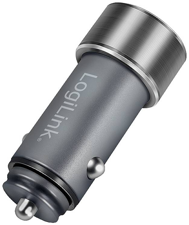 LogiLink USB Ladegerät 36W 1x USB-A, 1x USB-C® USB PD Silber KFZ USB Power Delivery (USB-PD)