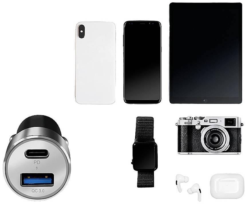 LogiLink USB Ladegerät 36W 1x USB-A, 1x USB-C® USB PD Silber KFZ USB Power Delivery (USB-PD)