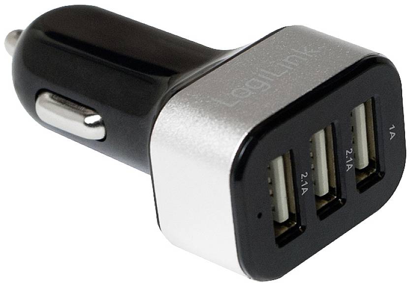LogiLink USB Ladegerät 25.5W 3x USB-A Schwarz KFZ