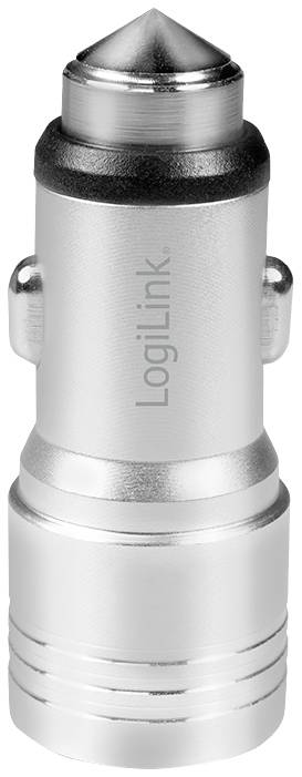 LogiLink USB Ladegerät 10.5W 2x USB-A Silber KFZ Nothammer-Funktion