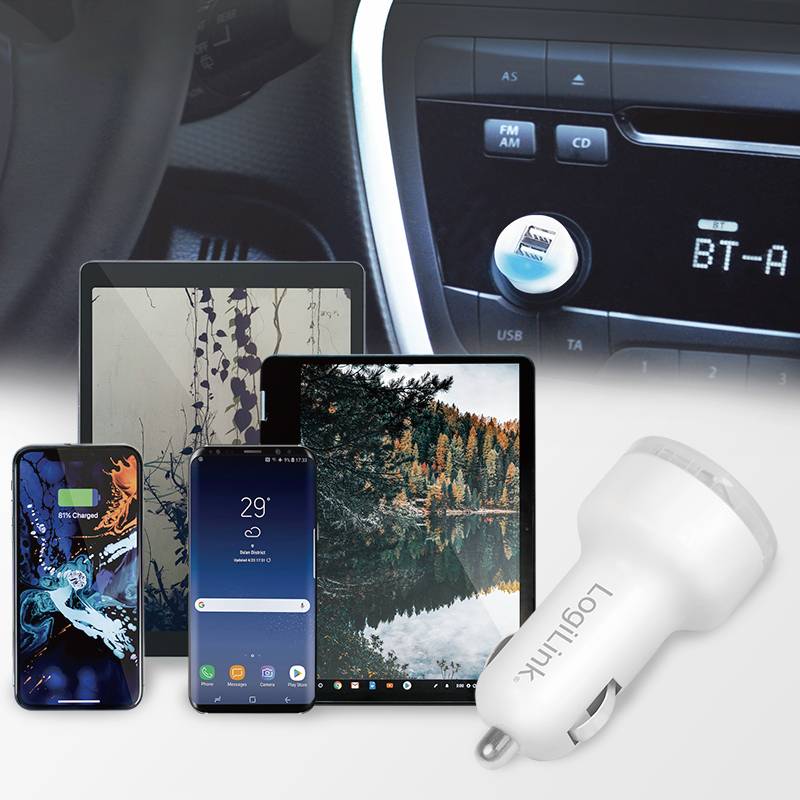 LogiLink USB Ladegerät 10.5 W 2x USB-A Weiß KFZ