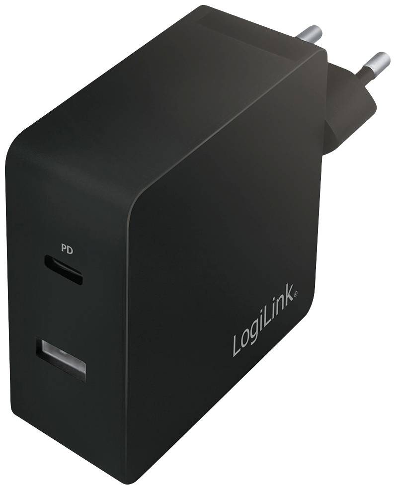 LogiLink USB Ladegerät 65 W 1x USB-A, 1x USB-C® USB PD Schwarz Innenbereich