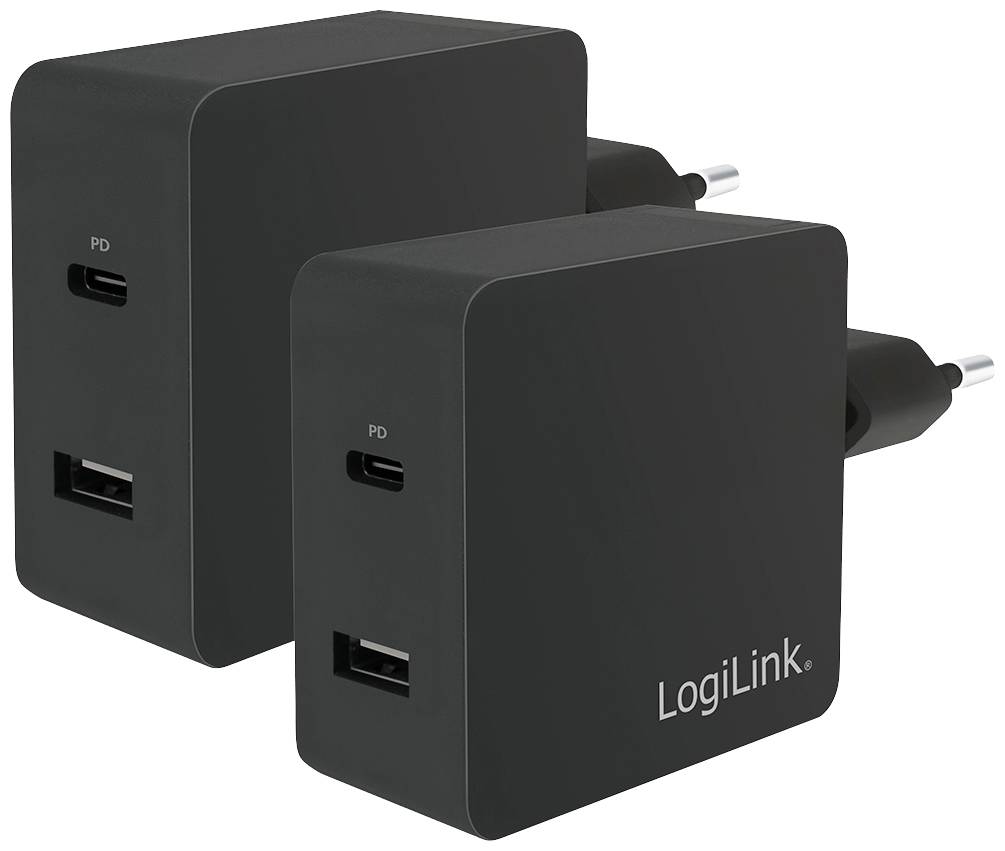 LogiLink USB Ladegerät 65 W 1x USB-A, 1x USB-C® USB PD Schwarz Innenbereich