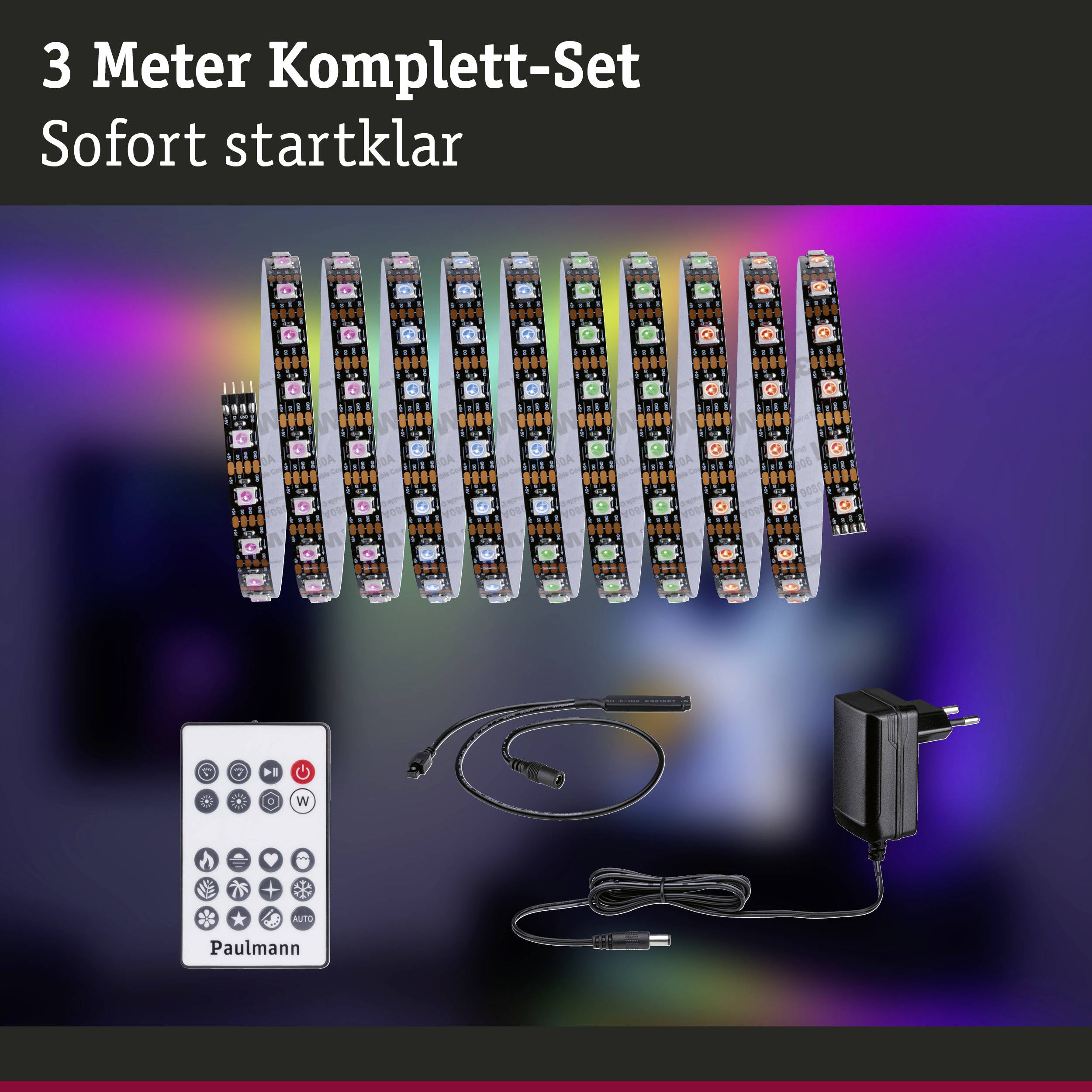 Paulmann 78887 LED-Streifen-Basisset mit Stecker 3m RGB 1 Set
