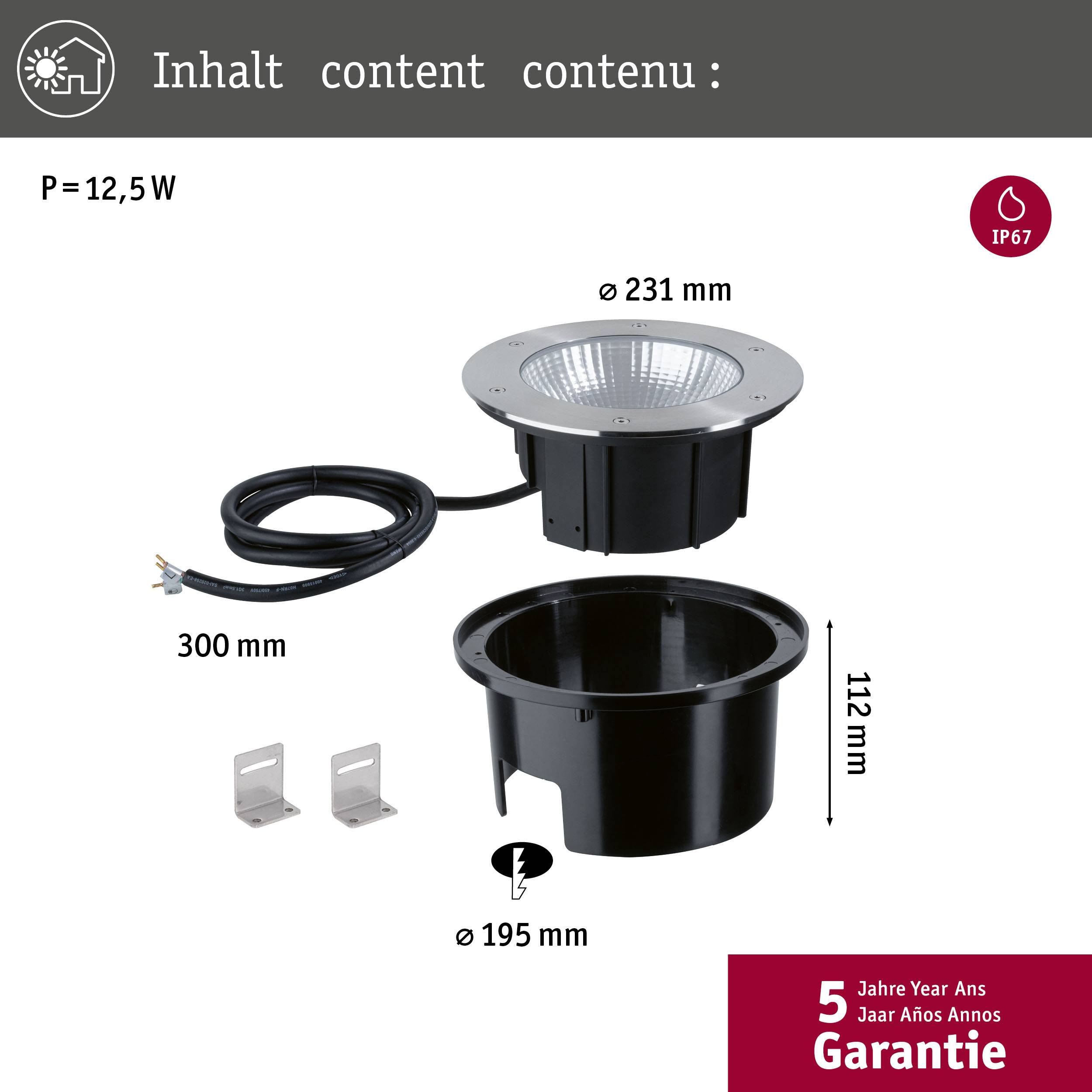 Paulmann Durea 200 94655 Bodeneinbauleuchte Edelstahl