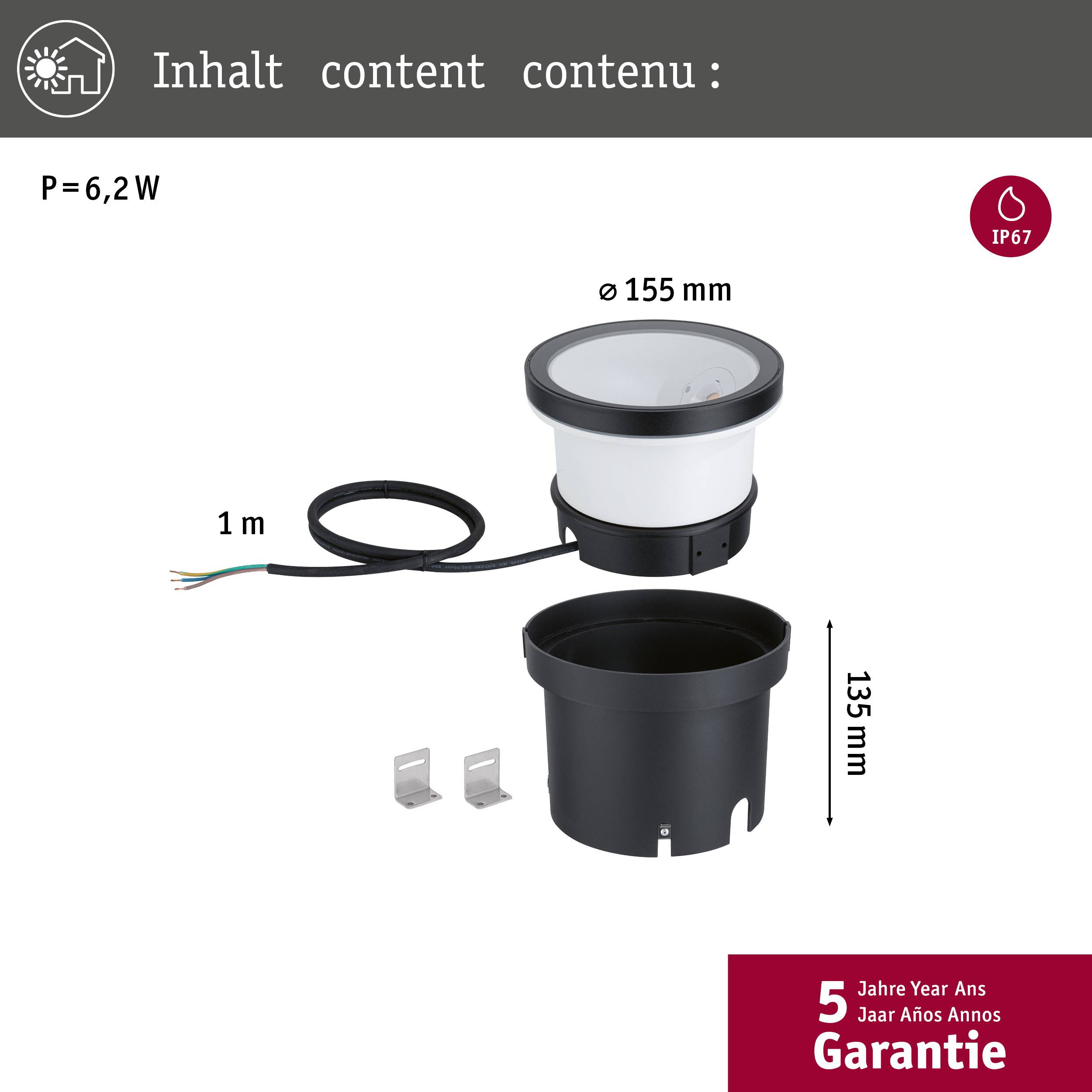 Paulmann Ocos 94672 Bodeneinbauleuchte LED Anthrazit