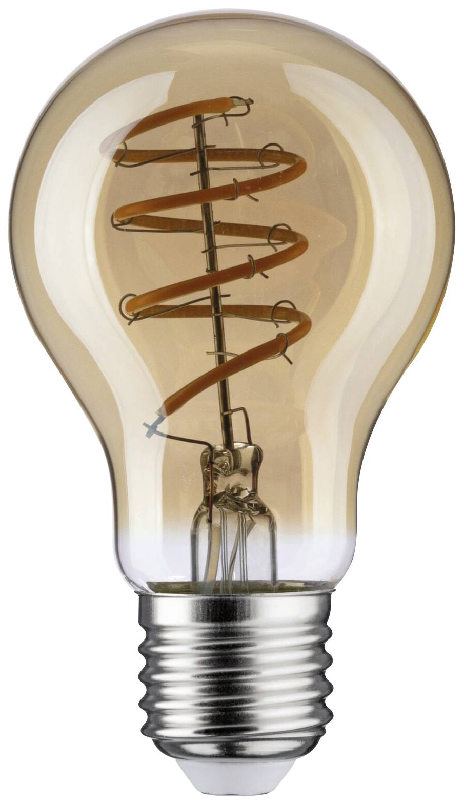 Eine klassische Glühbirne mit sichtbarem spiralförmigem Glühdraht, die ein warmes, gelbes Licht andeutet.