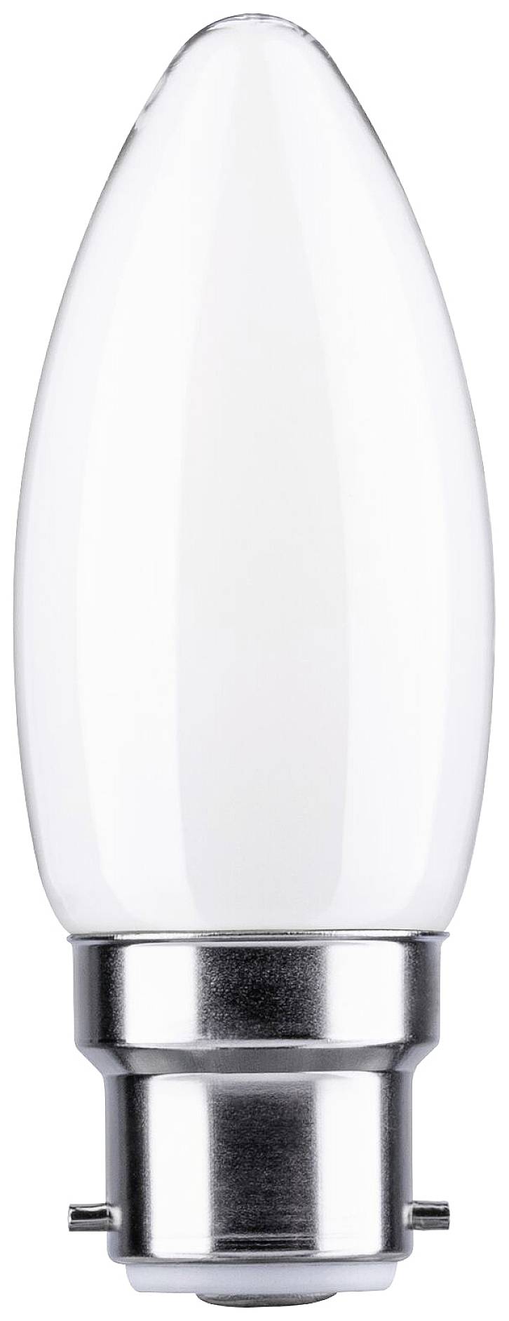 Eine weiße Kerzen-LED-Lampe mit B15-Bajonettsockel, geeignet für dekorative Leuchten.