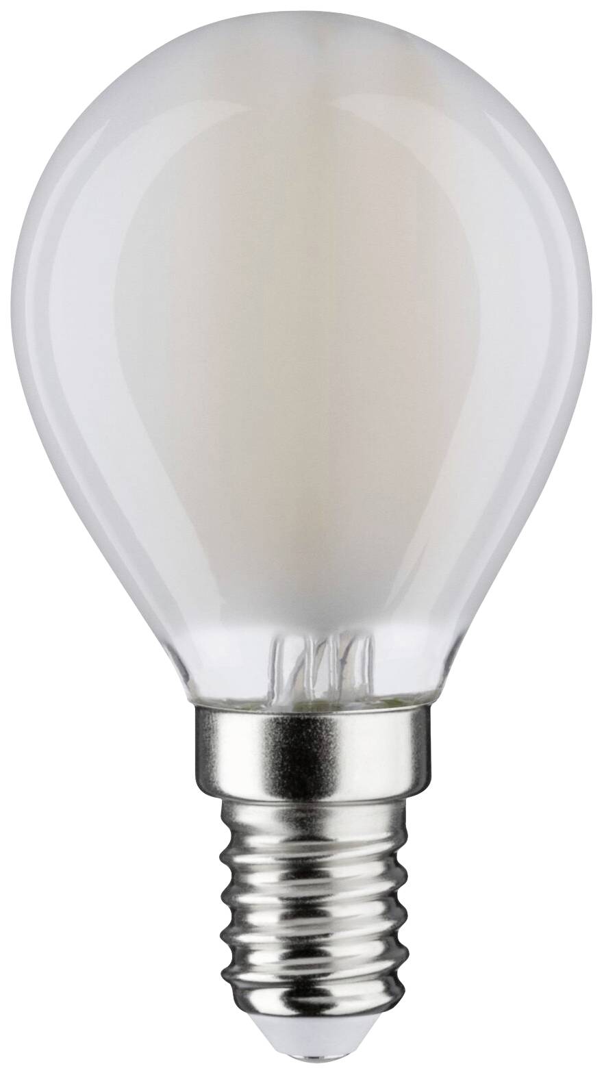 Glühlampe mit E14-Sockel und transparentem Glaskolben.