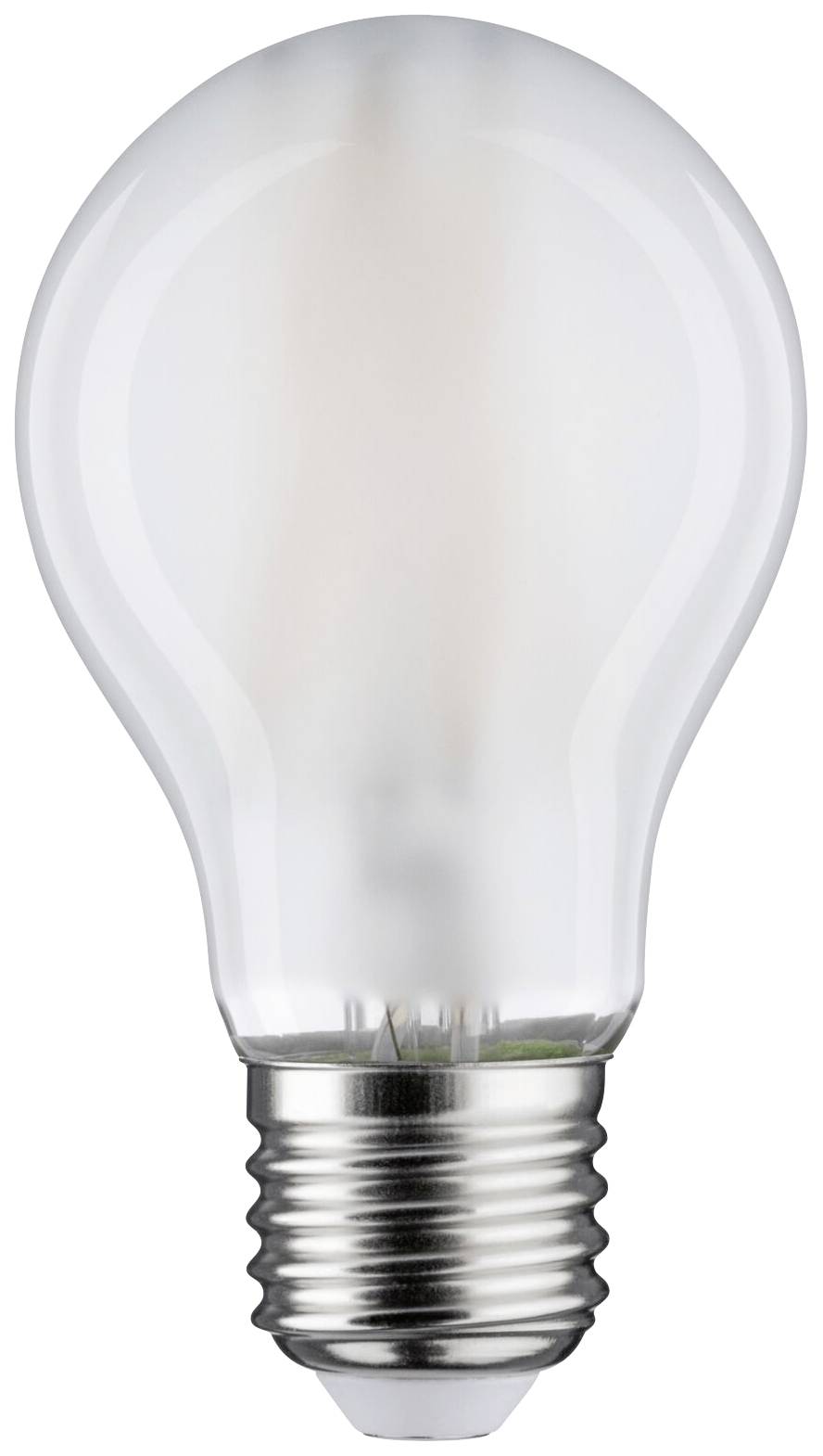 Eine klare Glühbirne mit sichtbarem Sockel und Faden, symbolisiert Ideen und Innovation.