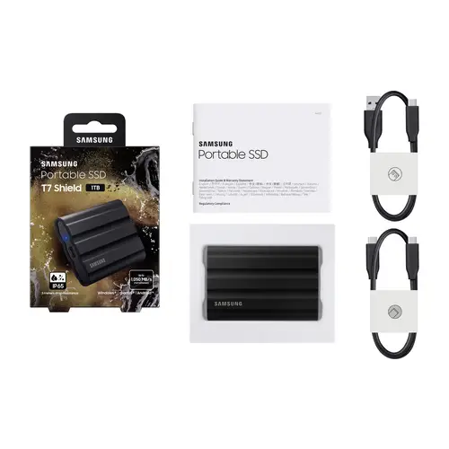 Samsung Portable T7 Shield 1TB Externe SSD USB-A (USB 3.2 Gen 2) Schwarz PC/Mac MU-PE1T0S/EU Samsung Portable T7 Shield 1TB Externe SSD USB-A (USB 3.2 Gen 2) Schwarz PC/Mac MU-PE1T0S/EU