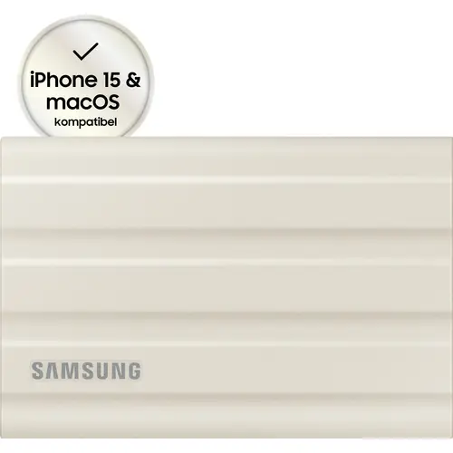 Samsung Portable T7 Shield 2 TB Externe SSD USB-A (USB 3.2 Gen 2) Beige PC/Mac MU-PE2T0K/EU Samsung Portable T7 Shield 2 TB Externe SSD USB-A (USB 3.2 Gen 2) Beige PC/Mac MU-PE2T0K/EU
