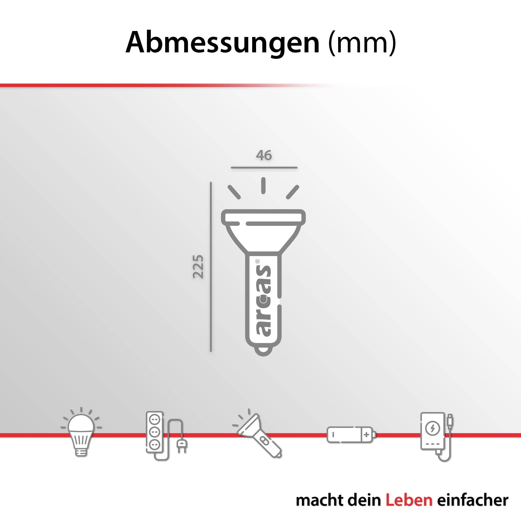 Arcas 18W Zoom High Power LED Taschenlampe batteriebetrieben 1600 lm 352 g
