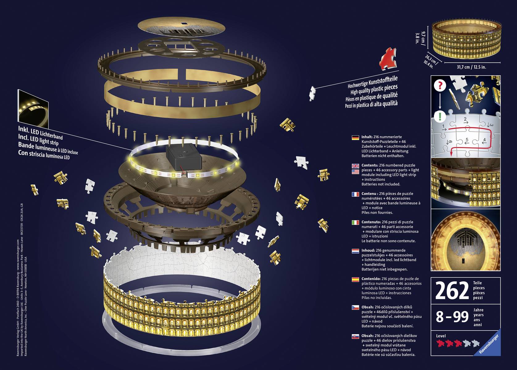 Ravensburger 3D Puzzle Kolosseum bei Nacht 216 Teile 11148 1St.